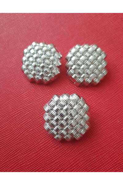 Beyna 1.5 CM Silver Coated Metal Button - Braid Model, 1 Pack 6 Pieces