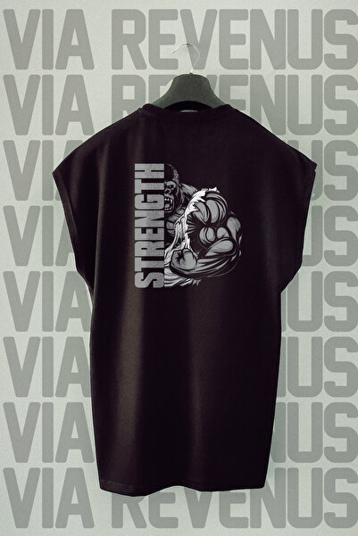 Vordevia Μαύρο αθλητικό μπλουζάκι Oversize - Πίσω στάμπα, μηδενικό μανίκι, λα...