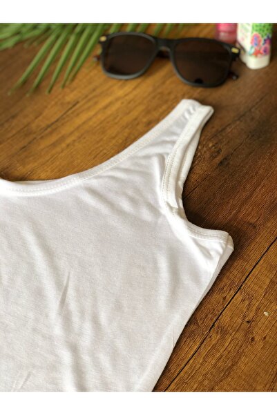 mirach Beyaz %100 Pamuk Penye Kumaş Kalın Askılı Büstiyer İnce Terletmeyen Crop U Yaka Top Sütyen