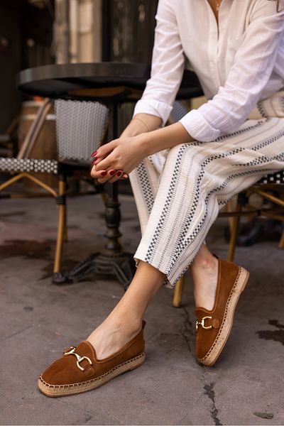 ANGELİNA JONES ΠΑΠΟΥΤΣΙΑ NAZSA ΓΥΝΑΙΚΕΙΑ TABA ΓΝΗΣΙΟ ΔΕΡΜΑ ESPADRIL LOAFER