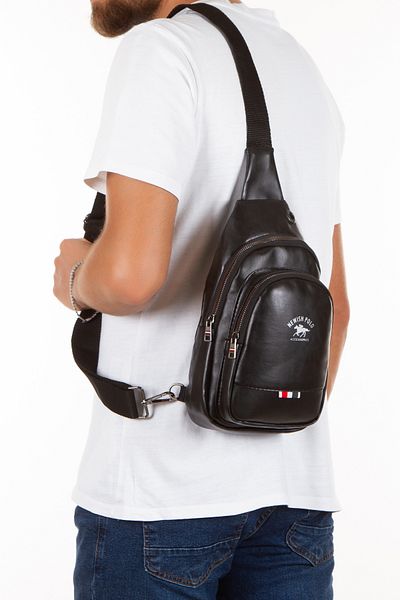 Newish Polo Geantă neagră unisex cu model - impermeabilă, zilnică/călătorie/pentru școală