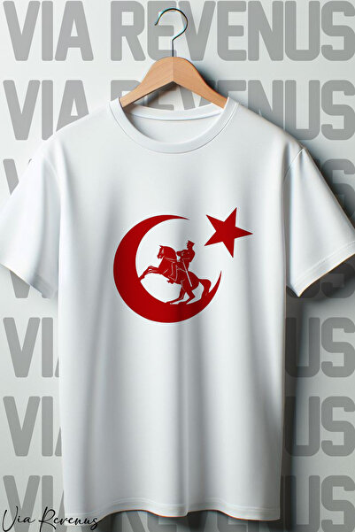 Vordevia Ataturk Štampano Turska zastava Oversize kroj Bela majica - okrugla ...