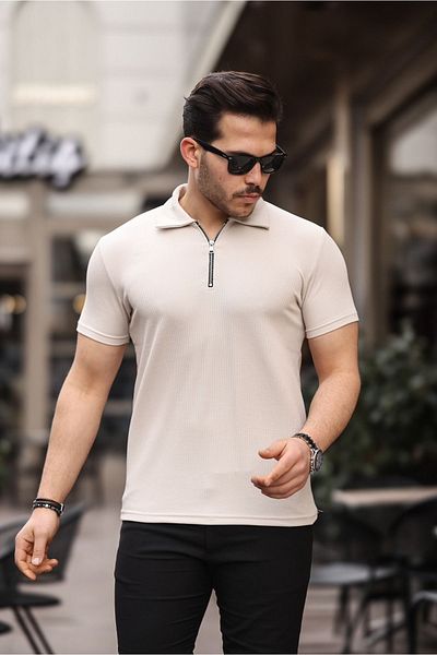 viperkombin Μπλουζάκι Polo με ριμπ φερμουάρ Κανονικό καλούπι με Lycra
