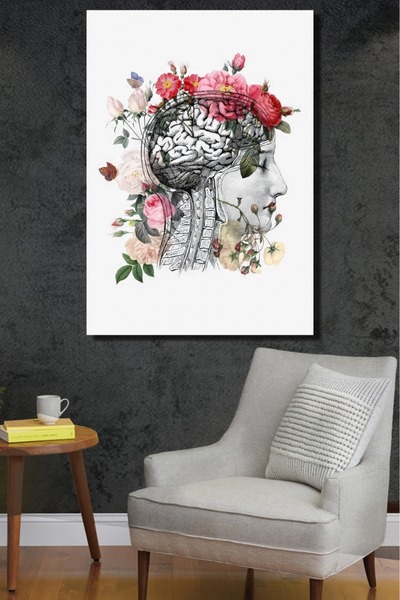 yıldızreklam İnsan Beyni Temalı Çiçekli Pedagog,Psikolog, Psikoterapi Ve Psik...