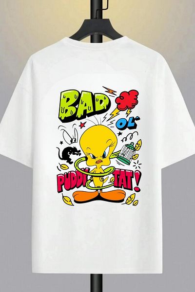 Massgai Μπλουζάκι Unisex Tweety Design με στάμπα μεγάλου μεγέθους 100% βαμβάκι