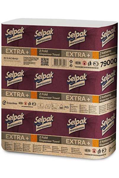 Selpak PROFESSİONAL EXTRA Z KATLI DİSPENSER HAVLU PLUS 21,5X24CM 200 LÜ (KOLİ...