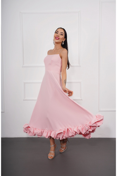 elbisenvarmı Askılı Eteği Fırfır Detaylı Elbise