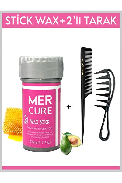 Mercure Hair Wax Stick 75gr-Saç Sabitleyici Berberstıckwax+Wax Tarağı+Krepe T...