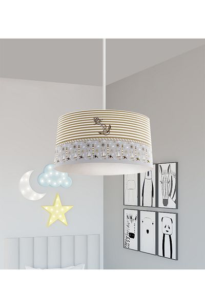 BAMBAŞKA MODA BABY AND KIDS ROOM Brown Sailor Patterned Chandelier