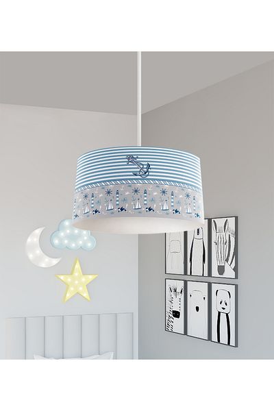 BAMBAŞKA MODA BABY AND KIDS ROOM Blue Sailor Patterned Chandelier