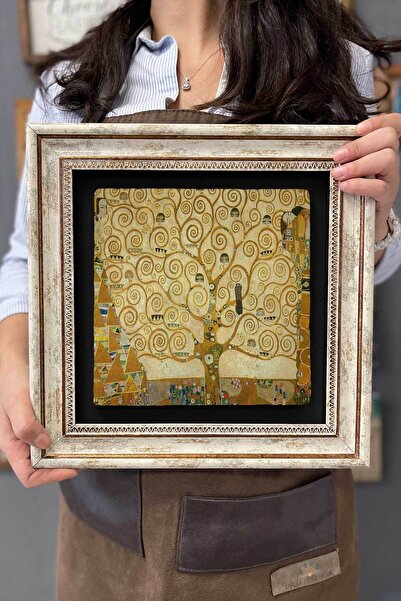 FİNS STONE DECOR Çerçeveli Tablo Taş Duvar Dekoru 30 X 30 Cm Gustav Klimt Tab...