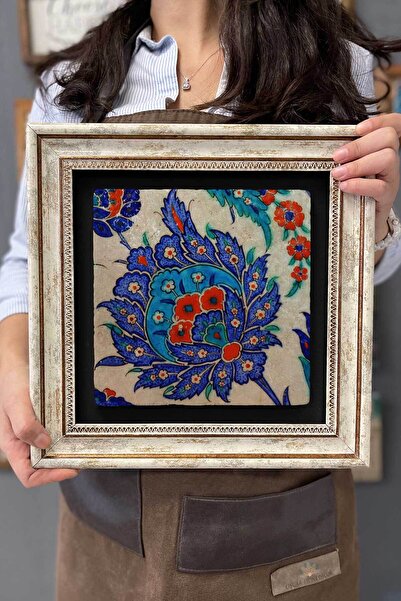 FİNS STONE DECOR Çerçeveli Tablo Taş Duvar Dekoru 30 X 30 Cm Çini Seramik Des...