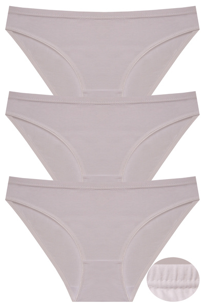 papatya lingerie 3'' lü Ekonomik Paket W-0201 Beyaz Beli Kıvırmalı Kalın Kena...