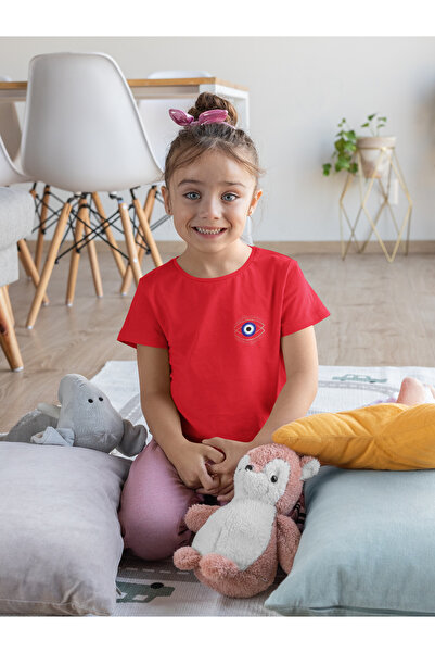 FAVORİST Βαμβακερό μπλουζάκι για κορίτσια Relax (AZAR BEAD) με στάμπα με λαιμ...