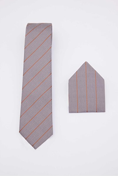 Tudors Gray Patterned Classic Tie with Krasiye Handkerchief