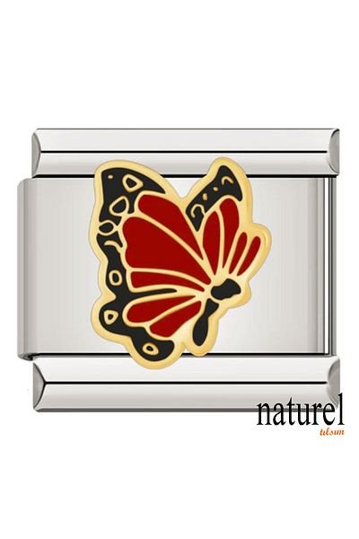 Naturel Tılsım 9mm Butterfly Charm - Italian Stainless Steel