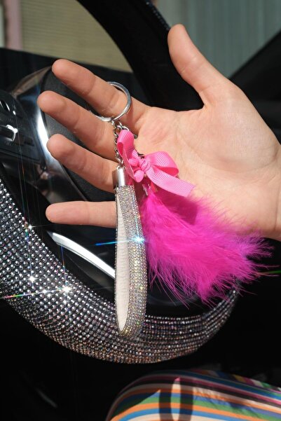 TASARIM ARABAM ATİKE ELİF AKIN شريط سلسلة مفاتيح مذهّب من Angel - خيار ريش