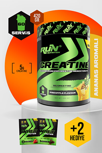 Run Nutrition Creatine Ananas Aromalı - 420g - 60 Servis - Hediyeli
