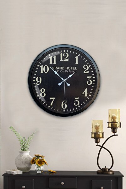 Kasva Concept ساعة حائط معدنية سوداء عتيقة مقاس 40 سم