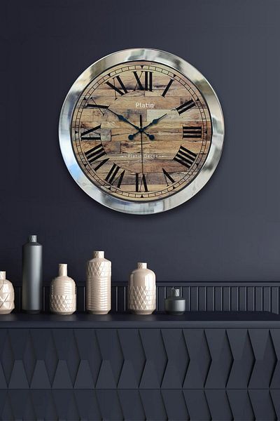 Kasva Concept Gift 36 cm Chrome Metal Misaf Wall Clock