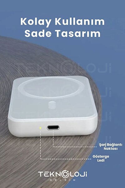 Teknoloji Gelsin 10.000 mAh Magsafe Powerbank Taşınabilir Kablosuz Şarj Cihazı Universal Şarj Battery PAck