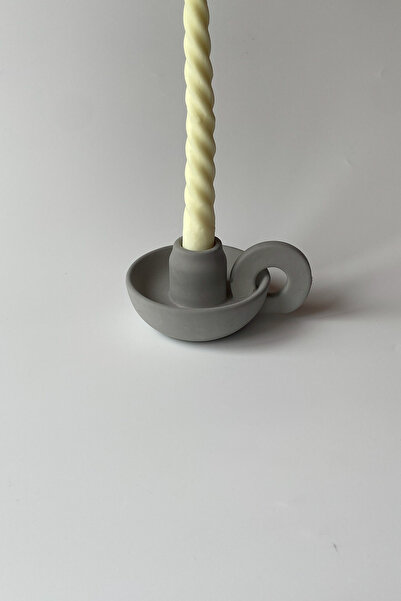 sin istanbul Kulplu Şamdan Mumluk Gri