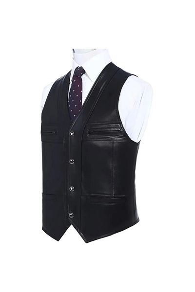 NYC GİYİM TEKSTİL Classic entel lambskin vest