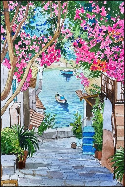 Rugs Modern Halı Street Patterned Washable Carpet Going to the Sea Miravip8228