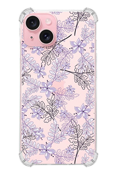 PrintiFy rintiFy Apple iPhone 15 (Kamera Açık) Uyumlu Köşe Korumalı Floral Li...
