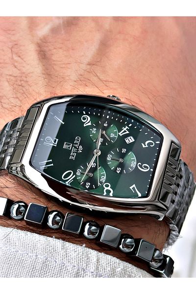 Reward Smoke Colored Square Model Classic Men's Wristwatch and Bracelet Gift Set