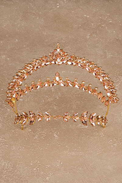 Limelia Model Nera Coroană de mireasă cu trei rânduri și coroană de henna gal...