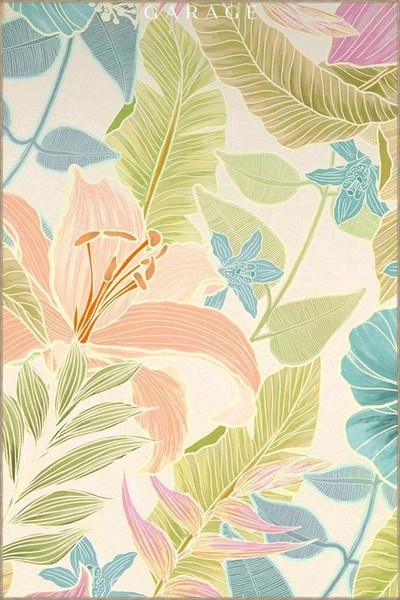 Rugs Modern Halı Woven Base Carpet with Blooming Flower Pattern in Green Colo...