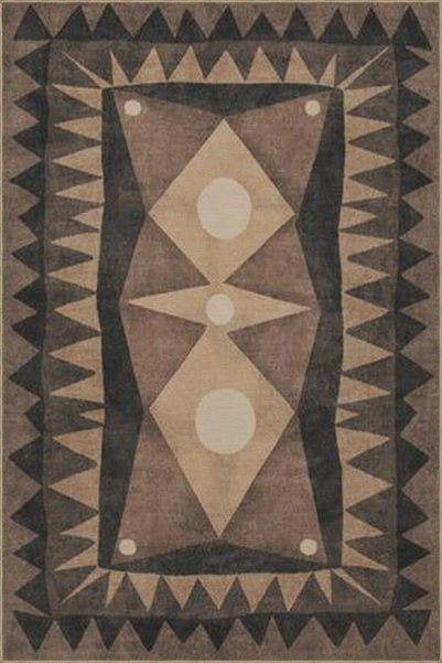 Rugs Modern Halı Covor modern cu model geometric țesut, de culoare maro, mira...