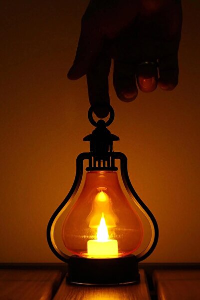Ozsport Led Mum Vintage Retro Gaz Lambası Tipi Pilli Dumansız Alevli Dekoratif Yapay Mum Işıldak El Lambası