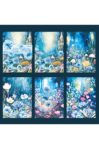 5 Adet Scrapbook Magical Blue Flowers Sayfa Sticker Set