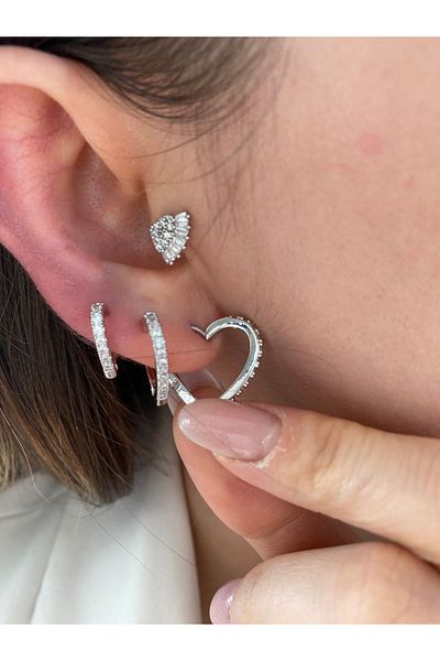 Pinery Jewels Zircon Stone Heart 3-Piece Women's Earrings Set