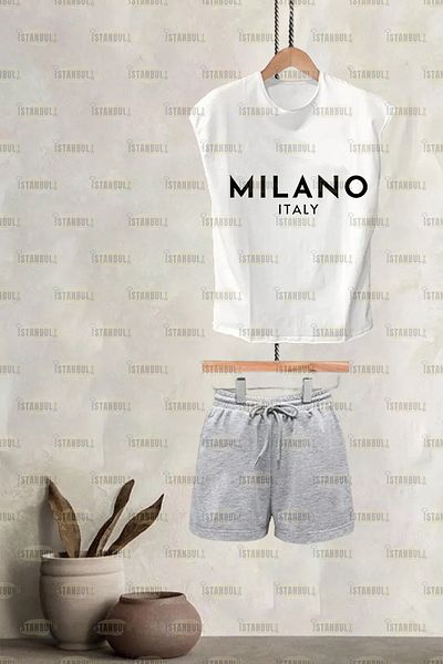 aynewmoda Milano Italy Printed 0 sleeve T-shirt shorts Tracksuit Bottom Top Set