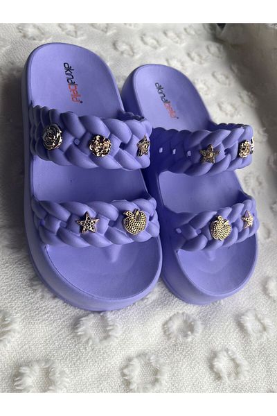Akınal Bella Woman's Lilac Stone Slipper E423