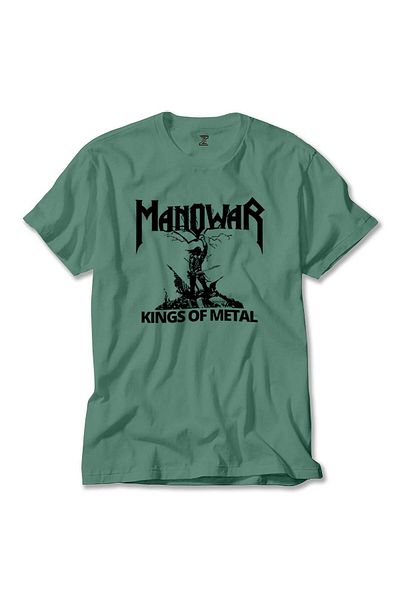 Z zepplin Manowar Kings of Metal Μαύρο Πράσινο T-Shirt