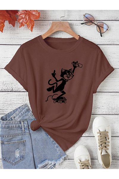 aynewmoda pardak printed oversize T-shirt