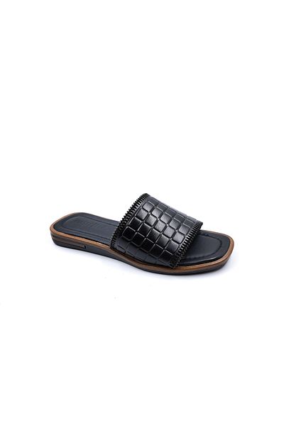 Caprito Papuci de damă negri din piele naturală Vaketa Bodrum Style