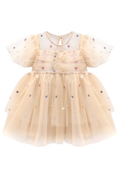 DIDuStore Stylish Girls' Dress Adorned with Glittery Stones