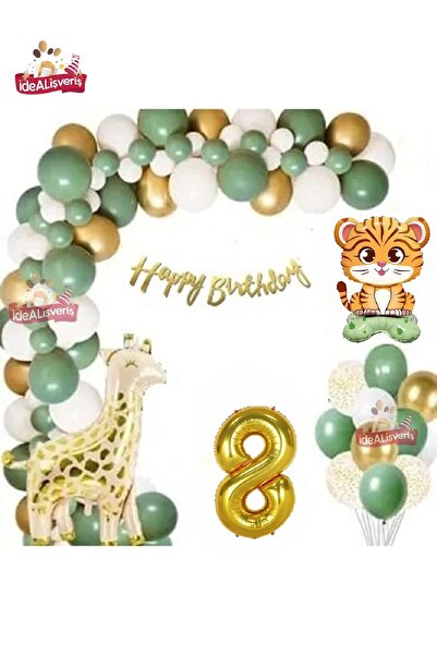 Laviyosa Luxurious Green Giraffe Foot Tiger Foil Birthday Party Ballon Set Or...