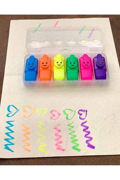 Meyra Accessories 1 pack of 6 smiling face emoji phosphorescent pencil sets with special pen holder box, gift sets.