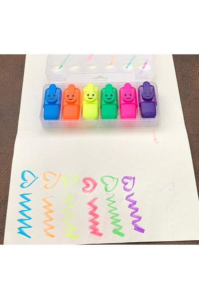 Meyra Accessories 1 pack of 6 smiling face emoji phosphorescent pencil sets with special pen holder box, gift sets.