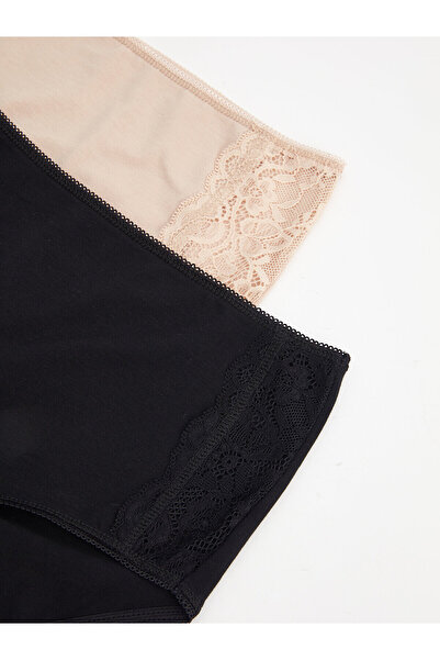 LC Waikiki Chiloți clasici cu dantelă cu talie înaltă, pachet de 2