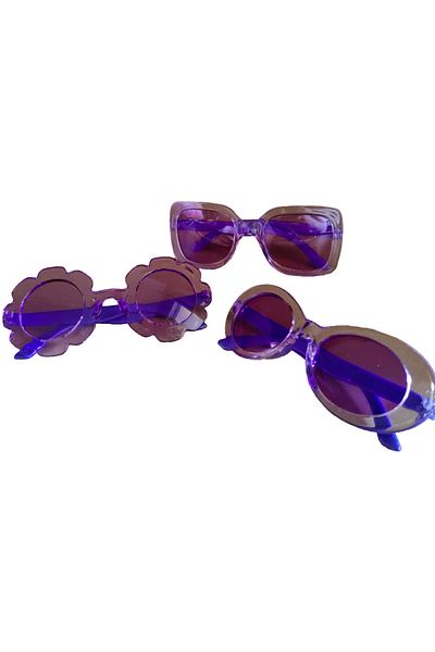 Bluoklight 3 Pieces Pink Purple and Red Transparent Children's Sunglasses Set