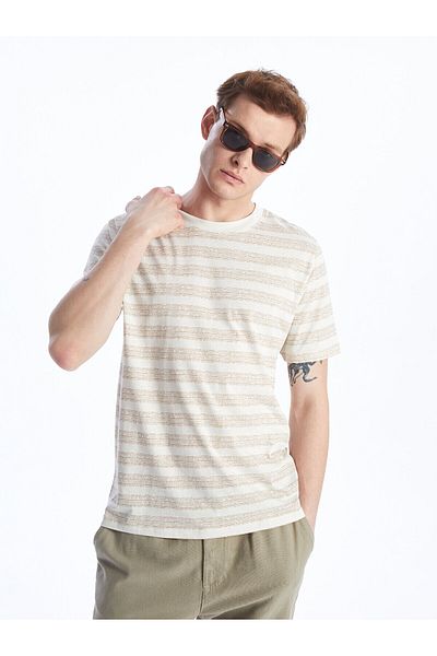 LC Waikiki Ανδρικό μπλουζάκι με ριγέ Crew Neck - Κοντό μανίκι