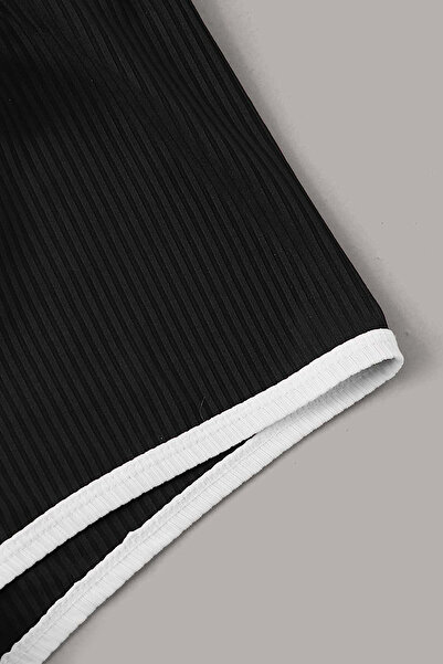 Imoda Women's White Cropped Nightgown Set with Black Shorts