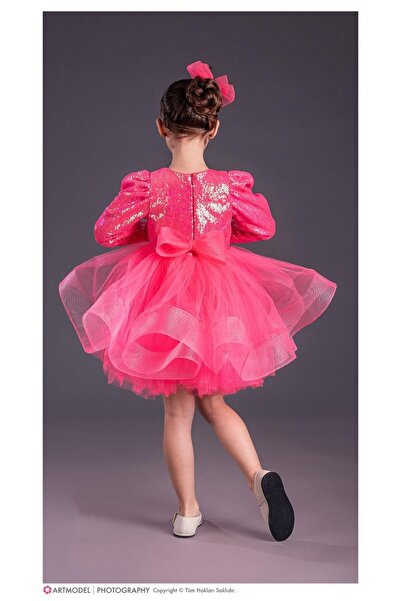 Bisahane فستان راقصة الباليه الوردي للفتيات